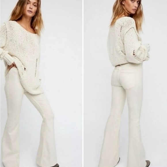 NWT Free People Penny Pull on Flare Jeans ~ White~ size 32 🤍 - Picture 1 of 15